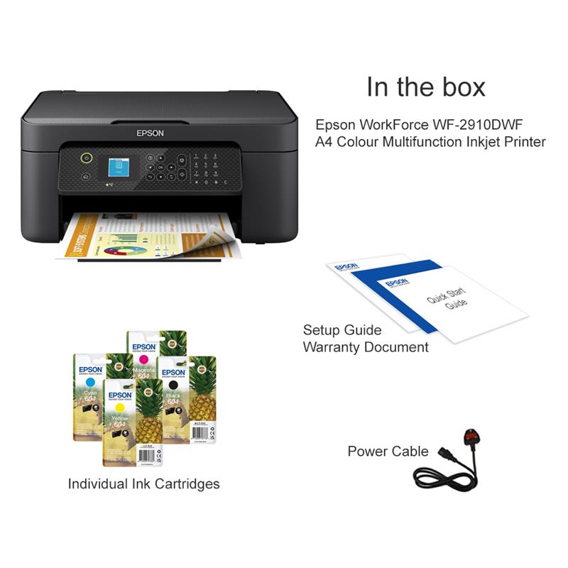 Product image for Epson WorkForce WF-2910DWF A4 Colour Multifunction Inkjet Printer - Gallery08