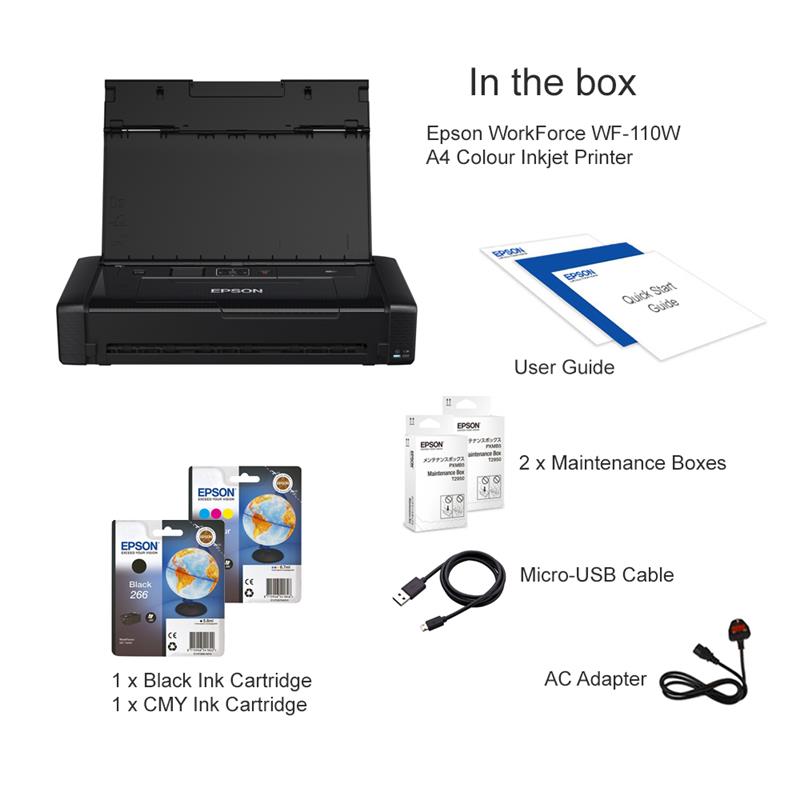 Product image for Epson WorkForce WF-110W A4 Colour Inkjet Printer - Gallery08