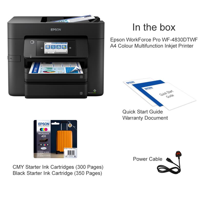 Product image for Epson WorkForce Pro WF-4830DTWF A4 Colour Multifunction Inkjet Printer - Gallery09