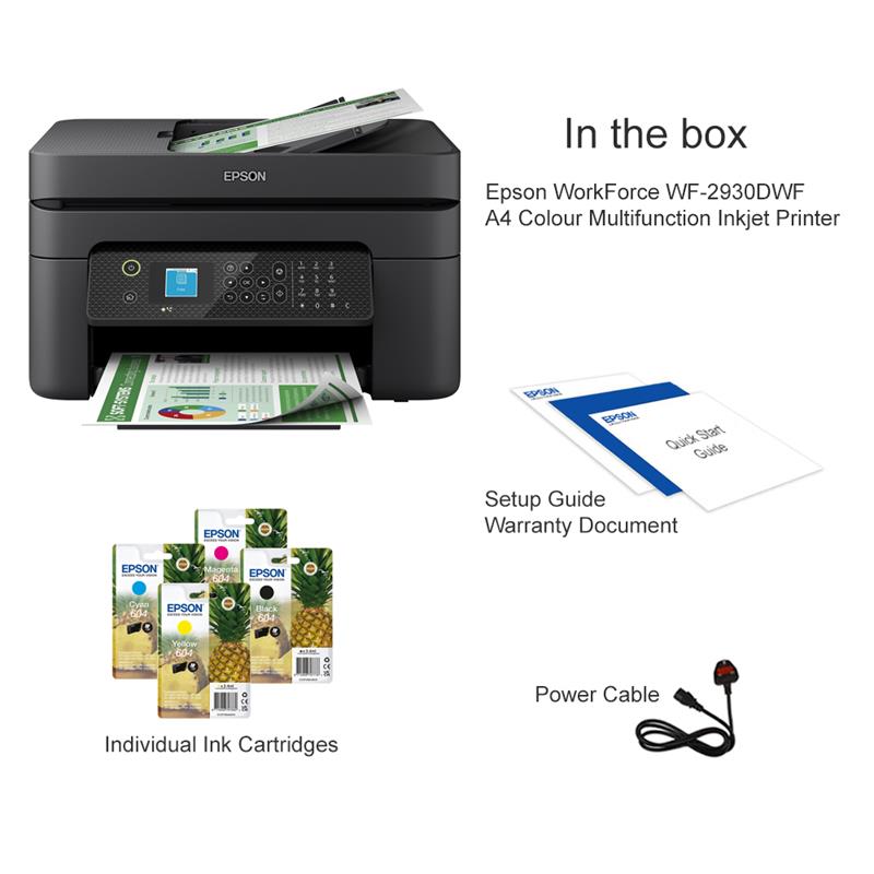 Product image for Epson WorkForce WF-2930DWF A4 Colour Multifunction Inkjet Printer - Gallery09