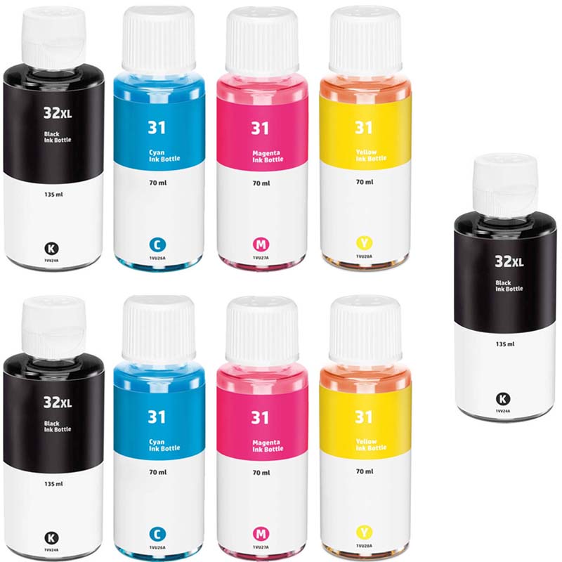 999inks Compatible Multipack HP 31/32XL 2 Full Sets + 1 Extra Black Inkjet Printer Bottles