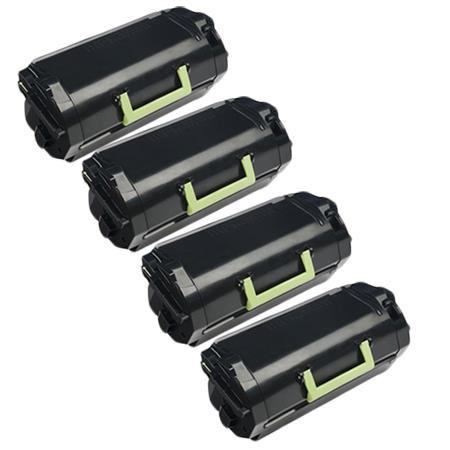 999inks Compatible Quad Pack Lexmark 62D2X00 Black Extra High Capacity Laser Toner Cartridges