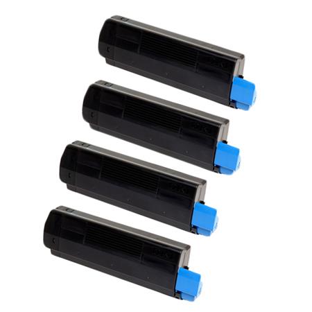 999inks Compatible Quad Pack Oki 45807111 Black High Capacity Laser Toner Cartridges