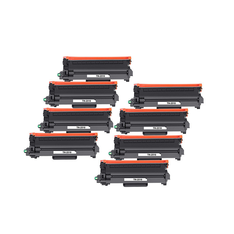 999inks Compatible Eight Pack Brother TN2510 Black Standard Capacity Laser Toner Cartridges