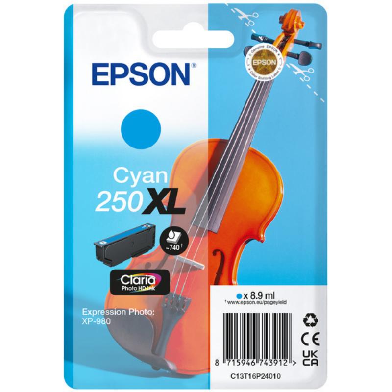Epson 250XL (T16P24010) Cyan Original High Capacity Ink Cartridge (Violin)