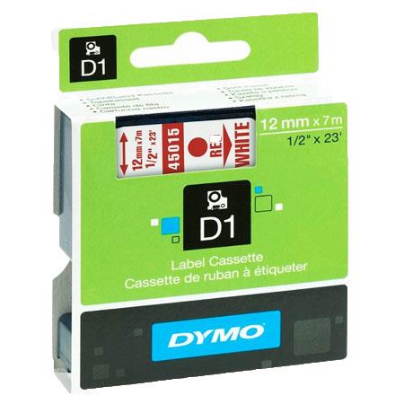 Dymo 45015 (S0720550) Original Label Tape (12mm x 7m) Red On White