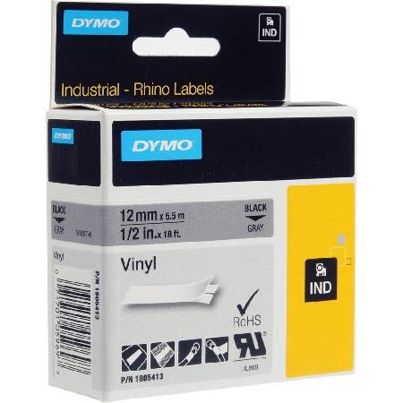Dymo 1805413 Original Label Tape (12mm x 5.5m) Black On Grey