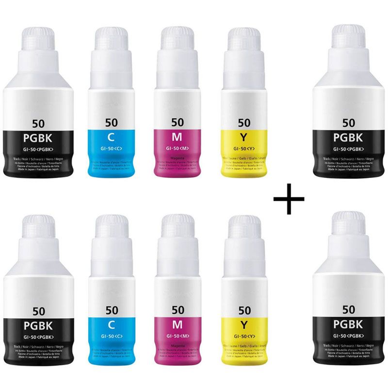 999inks Compatible Multipack Canon GI-50BK/Y 2 Full Sets + 2 FREE Black Inkjet Printer Cartridges
