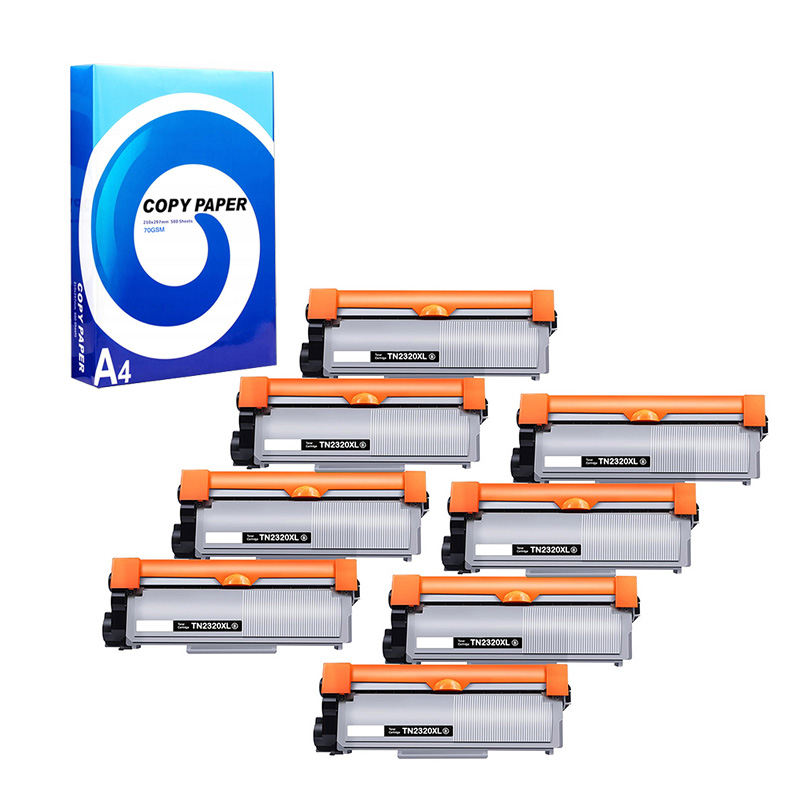 Compatible Eight Pack Brother TN2320XL Black Extra High Capacity Toner Cartridges + Free Paper