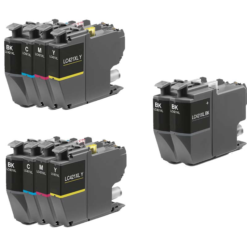 999inks Compatible Multipack Brother LC421XL 2 Full Sets + 2 FREE Black Inkjet Printer Cartridges