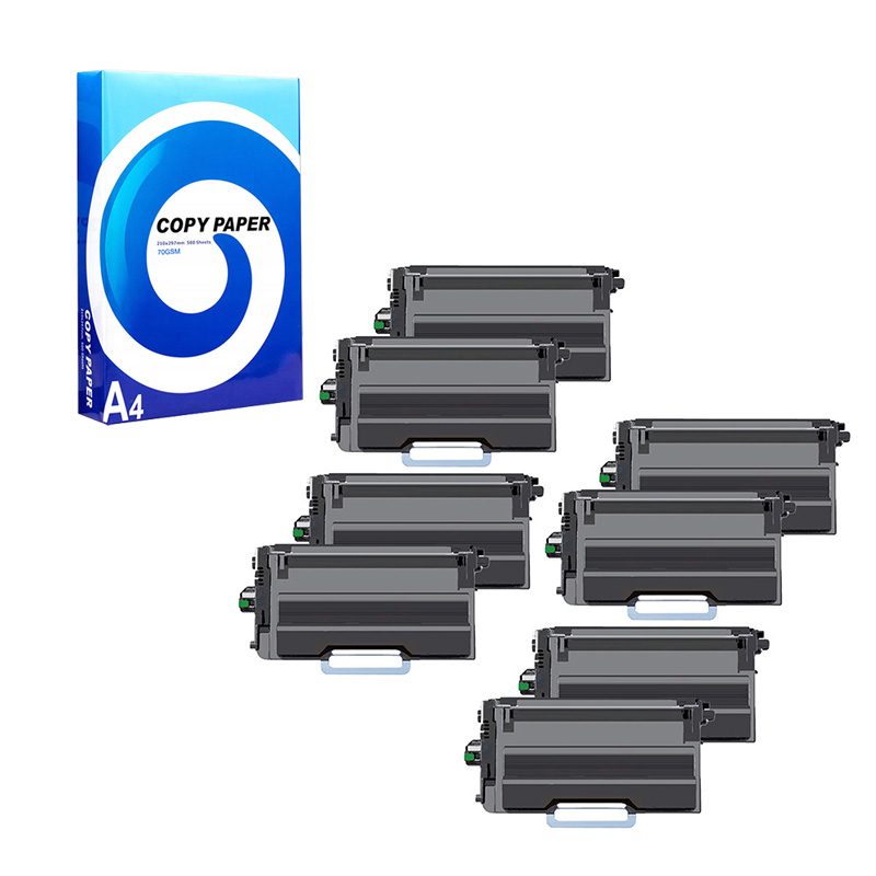 Compatible Eight Pack Brother TN3600XXL Black Extra High Capacity Laser Toner Cartridges + Free Paper