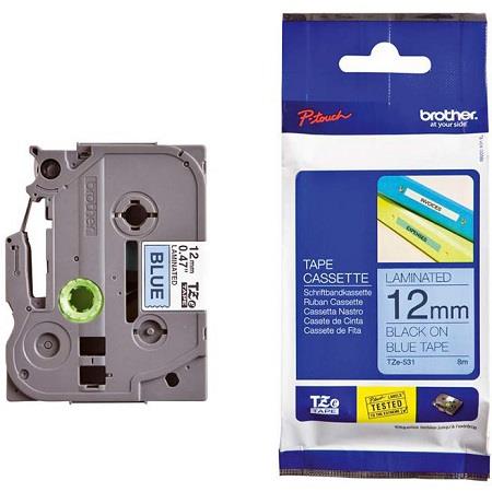 Brother TZe-531 Original P-Touch Label Tape (12mm x 8m) Black On Blue