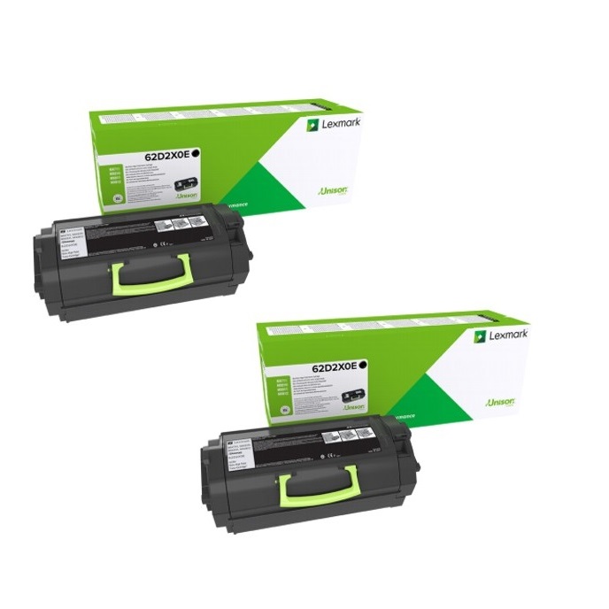 Lexmark 62D2X0E Black Original Extra High Capacity Return Program Laser Toner Cartridge Twin Pack