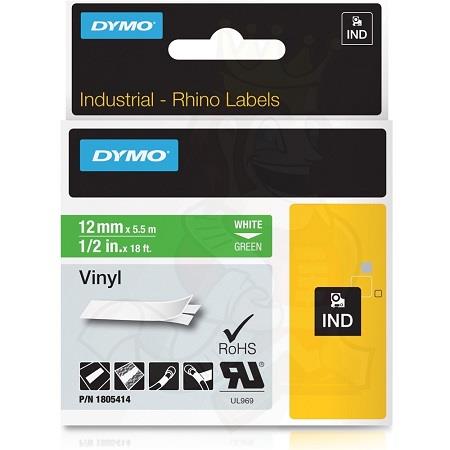 Dymo 1805414 Original Label Tape (12mmx5.5m) White On Green