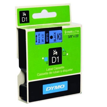Dymo 40916 (S0720710) Original Label Tape (9mm x 7m) Black On Blue
