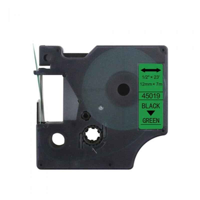 999inks Compatible Dymo 45019 (S0720590) Label Tape (12mm x 7m) Black On Green