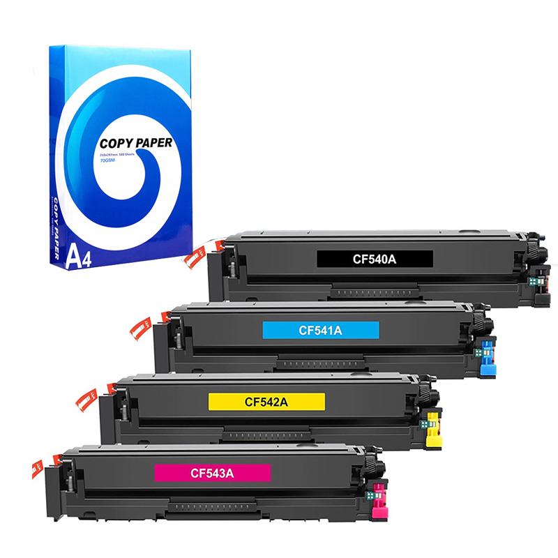 Compatible Multipack HP 203A 1 Full Set Standard Capacity Laser Toner Cartridges + Free Paper