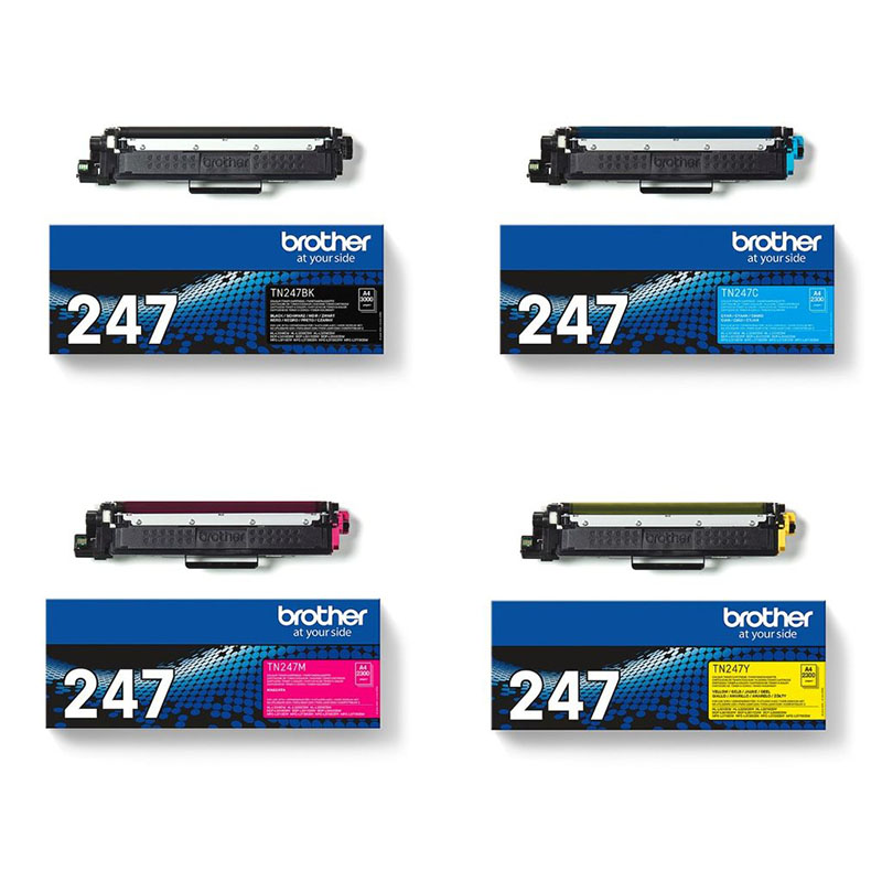 Brother TN247BK/Y Full Set Original High Capacity Laser Toner Cartridges