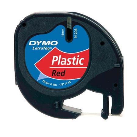Dymo 91203 (S0721630) Original Label Tape (12mm x 4m) Black On Red