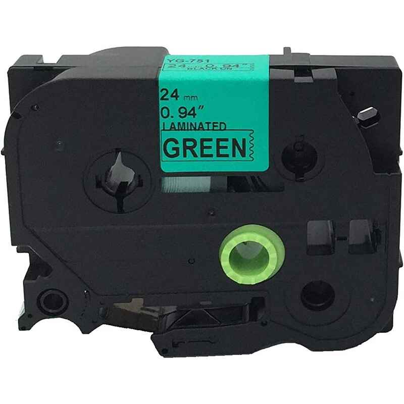 999inks Compatible Brother TZe-751 P-Touch Label Tape (24mm x 8m) Black On Green