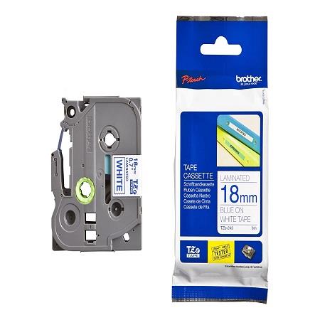 Brother TZe-243 Original P-Touch Label Tape (18mm x 8m) Blue On White