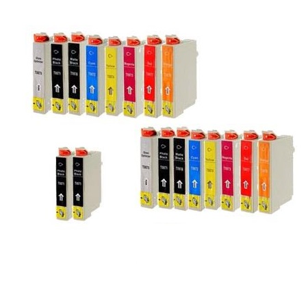 999inks Compatible Multipack Epson T0870/879 2 Full Sets + 2 FREE Black Inkjet Printer Cartridges