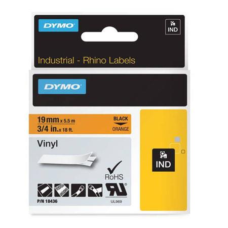 Dymo 18436 (S0718500) Original Label Tape (19mm x 5.5m) Black On Orange