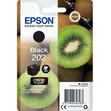 Epson 202 (T02E14010) Black Original Claria Premium Standard Capacity Ink Cartridge (Kiwi)