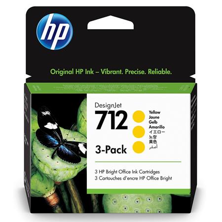 HP 712 (3ED79A) Yellow Original DesignJet Ink Cartridge (3 Pack)