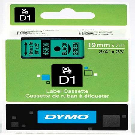 Dymo 45809 (S0720890) Original Label Tape (19mm x 7m) Black On Green