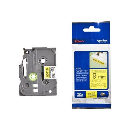 Brother TZe-S621 Original P-Touch Label Tape ( 9mm x 8m) Black On Yellow