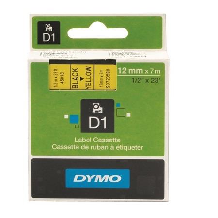 Dymo 45018 (S0720580) Original Label Tape (12mm x 7m) Black On Yellow