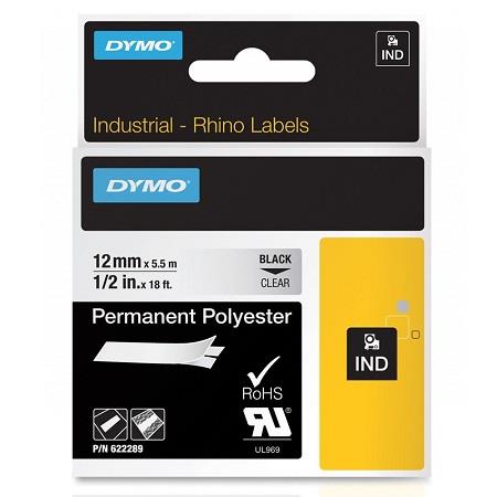 Dymo 622289 Original Label Tape (12mm x 5.5m) Black On Clear