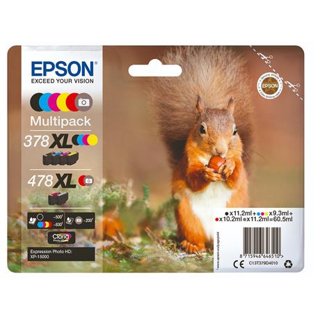 Epson 378XL/478XL Original Claria Photo HD High Capacity Ink Cartridge Multipack (Squirrel)