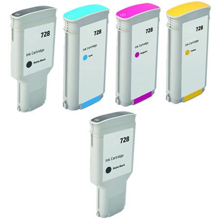 999inks Compatible Multipack HP 728 1 Full Set + 1 Extra Black High Capacity Ink Cartridges