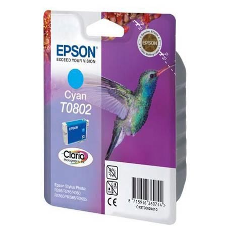 Epson T0802 Cyan Original Ink Cartridge (Hummingbird) (T080240)