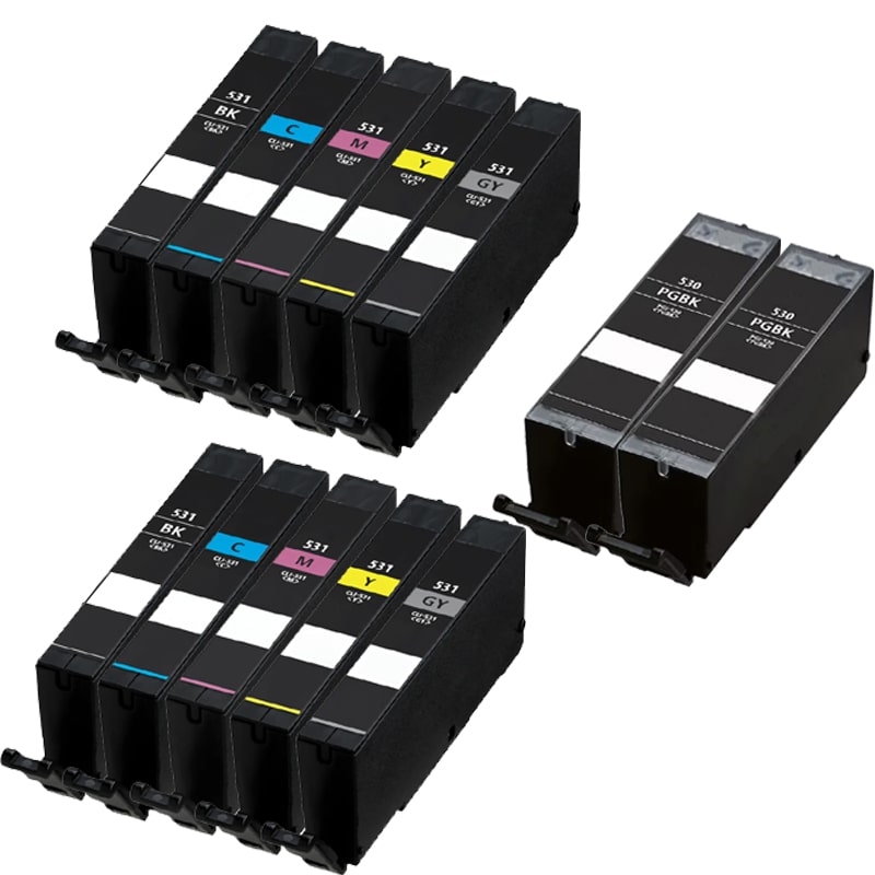 999inks Compatible Multipack Canon PGI-530PGBK and CLI-531BK/G/C/M/Y 2 Full Sets Inkjet Cartridges