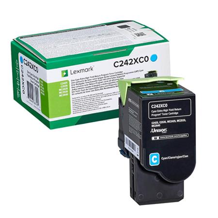 Lexmark C242XC0 Cyan Original Extra High Capacity Return Program Toner Cartridge