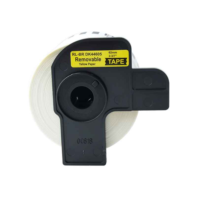 999inks Compatible Brother DK-44605 P-Touch Label Tape (62mm x 30.48m) Black On Yellow