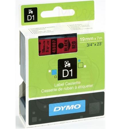 Dymo 45807 (S0720870) Original Label Tape (19mm x 7m) Black On Red