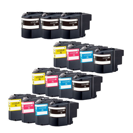 999inks Compatible Multipack Brother LC22U 3 Full Sets + 3 Free Black Inkjet Printer Cartridges