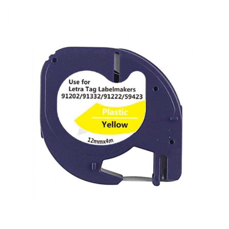 999inks Compatible Dymo 91202 (S0721620) Label Tape (12mm x 4m) Black on Yellow