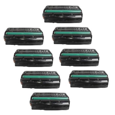 999inks Compatible Eight Pack Ricoh 407249 Black Standard Capacity Laser Toner Cartridges