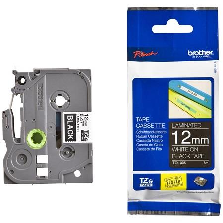 Brother TZe-335 Original P-Touch Label Tape (12mm x 8m) White On Black