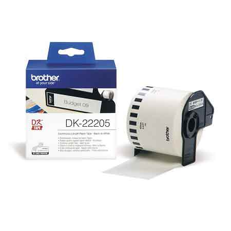 Brother DK-22205 Original Continuous Paper Tape (62mm x 30.48m) Black on White