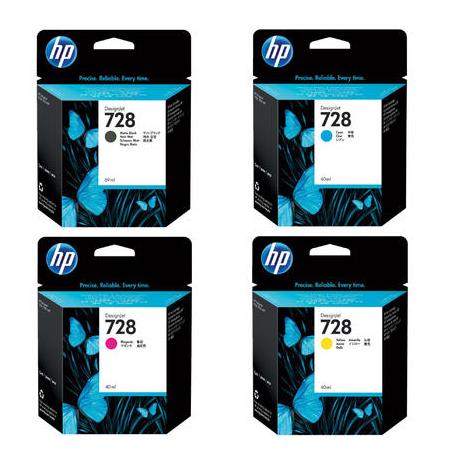 HP 728/F9J64A Full Set Original Standard Capacity Inkjet Printer Cartridges