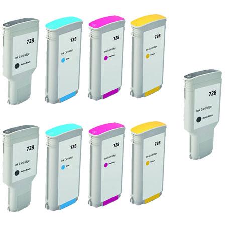 999inks Compatible Multipack HP 728 2 Full Sets + 1 Extra Black High Capacity Ink Cartridges