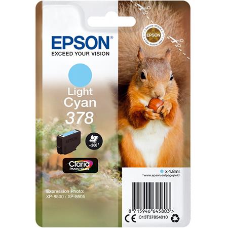 Epson 378 Light Cyan Original Claria Photo HD Standard Capacity Ink Cartridge (Squirrel)