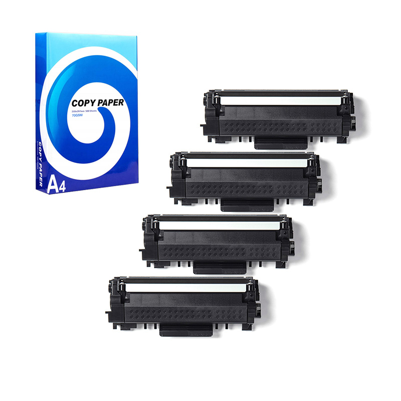 Compatible Quad Pack Brother TN2410 Black Standard Capacity Laser Toner Cartridges + Free Paper