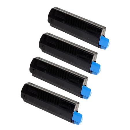 999inks Compatible Quad Pack OKI 44917607 Black Laser Toner Cartridges